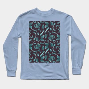 Art pattern leaves and blueberries Long Sleeve T-Shirt